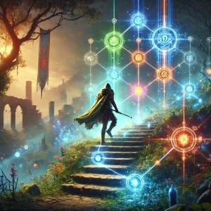A-visually-engaging-image-showcasing-a-Path-of-Exile-2-character-in-the-midst-of-leveling-up-in-a-vibrant-and-dynamic-in-game-environment