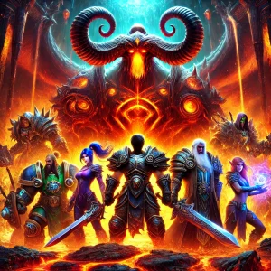 n-epic-World-of-Warcraft-scene-depicting-diverse-characters-gearing-up-for-an-intense-raid.-In-the-foreground-a-warrior-druid-and-paladin