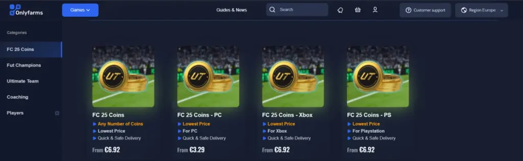 Onlyfarms Fifa Coins, Buy FC25 Coin